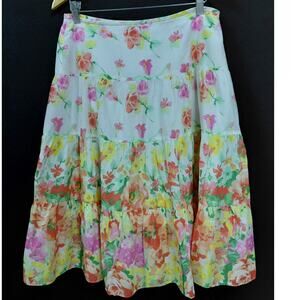 Vintage CHAPS EST. 1978 Chaps Floral Cotton Skirt Multicolor Lined Women Size 8